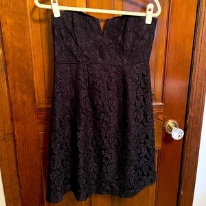 J Crew Black lace strapless dress